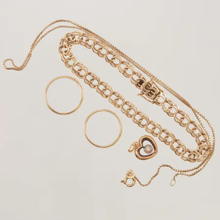 Diverse guld, defekt/gravyr, 18K 25,6g.