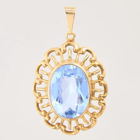 Hänge med blå sten samt dekor, 33x19mm, 18K Vikt: 2,8 g