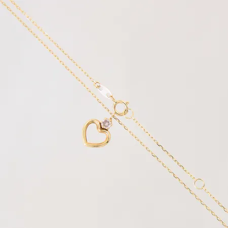 Kedja Ankar med integrerat hänge med vit sten, längd 42,5-45,5cm, bredd 0,5-13,3mm, GHA,18K Vikt: 1,3 g