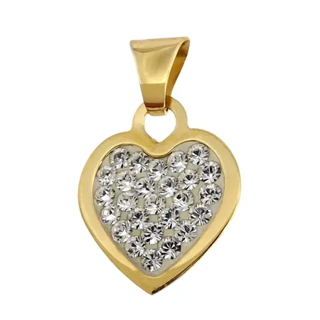 Hänge Hjärta, 18K guld, Kristaller, Guldfynd (GHA), längd inkl. ögla 16 mm, bredd 10 mm, fint skick, stenar utan anmärkning Vikt: 0,6 g