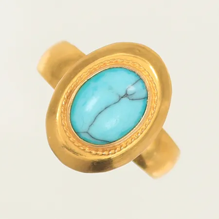 Ring med turkos sten, slt ca 19, bredd, 4-15mm (repig) 21K, 3,3g