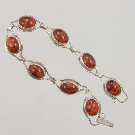 Armband, bärnsten, 19,5cm, bredd:12mm, 835/1000 Silver 11,7g.