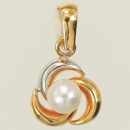 Hänge tvåfärgad med pärla, 15x10mm inkl ögla, 18K Vikt: 0,5 g