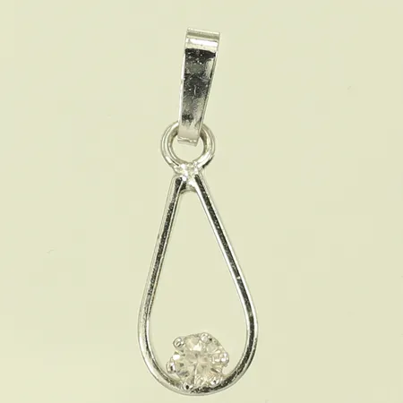 Hänge med vit sten, 25mm inkl ögla, bredd 8mm, silver 830/1000-delar 1g Vikt: 1 g