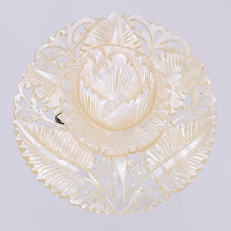 Brosch pärlemor, form av blomma, Ø 49mm nål i metall