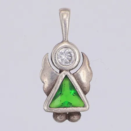 Hänge, ängel, grön & vit sten, 20mm, 925/1000 silver Vikt: 1,1 g