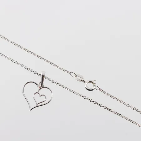 Kedja 42cm med hänge hjärta, silver Vikt: 3 g