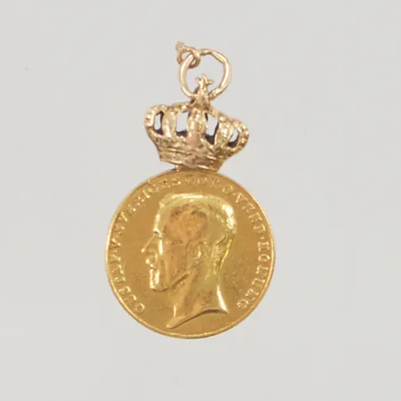 Medalj, gravyr, 18/23K, 3,5g.