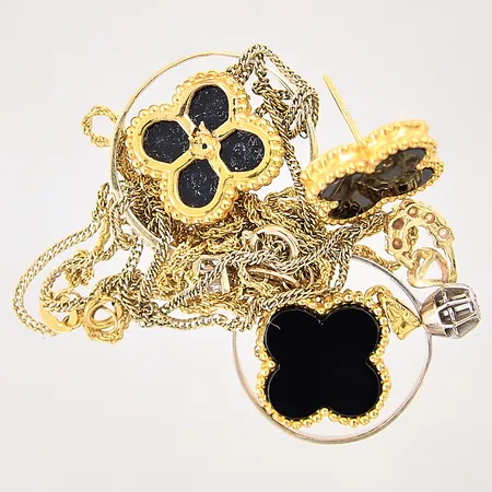 Guldsmycken med stenar, delvis vitguld, udda, skeva, defekta, OBS! Ej märkesdesign,18K  Vikt: 7 g