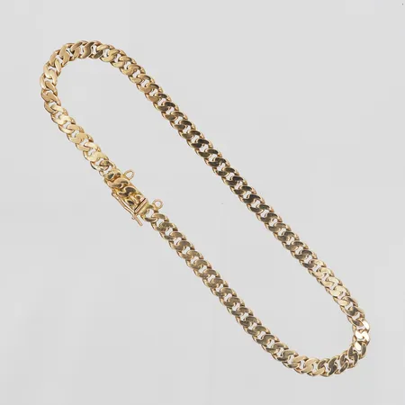 Armband, platt Pansar, 18,5cm, bredd 4mm, plats för säkerhetskedja finns, 18K Vikt: 6,3 g