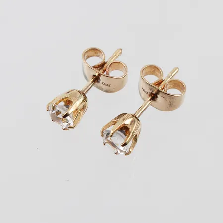 Örhängen paret med stenar, diameter 4.3 mm, 18k. Vikt: 1,2 g