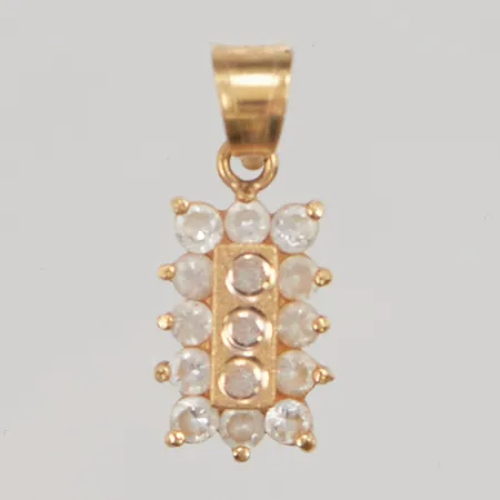 Hänge, 14mm, vita stenar, 21K 1,7g.