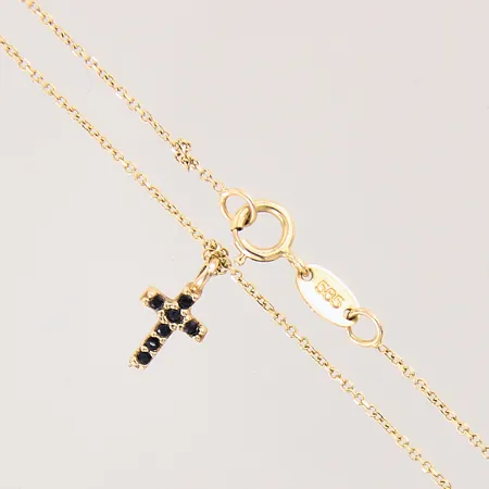 Kedja Ankar med integrerat hänge med stenar, längd: 39cm, bredd: 0,5-5mm, trasslig, 14K Vikt: 1 g