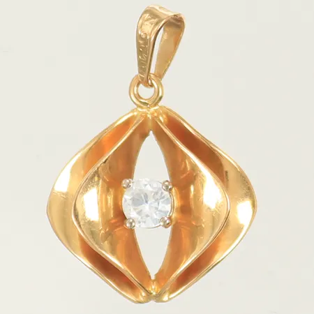 Hänge med vit sten, 20x15mm, 18K Vikt: 1,5 g