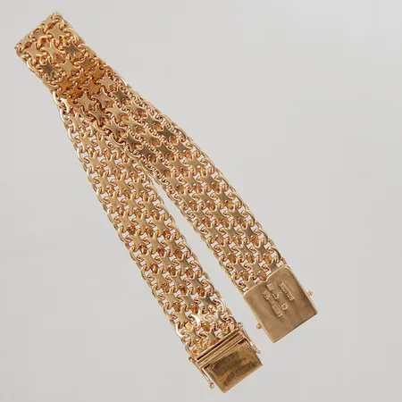 Armband X-länk, 20cm, bredd 13,5mm, Wahlbeck AB Erik år 1963, Boliden, 18K,  Vikt: 33,8 g