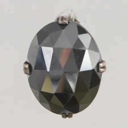 Brosch, hematit, 20x16mm, 830/1000 Silver 5,4g.