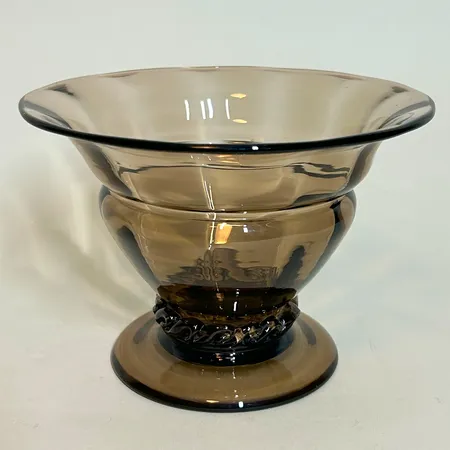 Skål, Orrefors/Sandvik av Simon Gate, brun ca 1910/20-tal, Ø 17,5cm, höjd 13cm