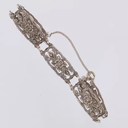 Armband, pyriter, ca 16cm, bredd 12mm, säkerhetskedja, importstämpel, en sten saknas, en sten trasig, 830/1000 silver Vikt: 13,3 g