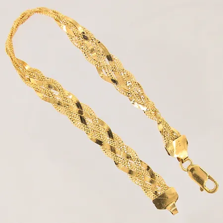 Armband flätad, längd: 19,5cm, bredd: 7,1mm, vriden länk, 21K Vikt: 10,8 g