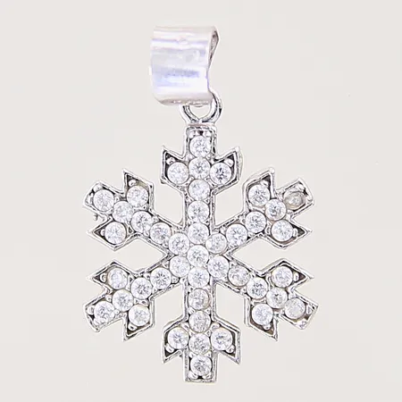 Hänge med vita stenar, Ø14,6mm, vitguld, 18K Vikt: 1,4 g