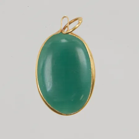 Hänge, 21mm, grön sten, 18K 1,6g.