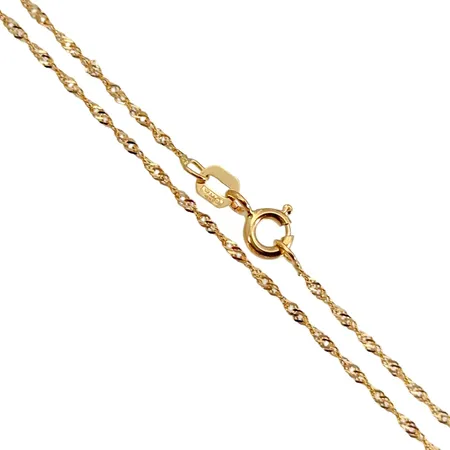 Halskedja Singapore, 18K guld, Guldfynd (GHA), längd 42,0 cm, bredd 1,2 mm, fint skick Vikt: 1,3 g