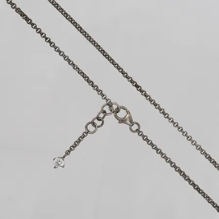 Collier med vit sten, 46,5cm, 925/1000 silver Vikt: 6,4 g