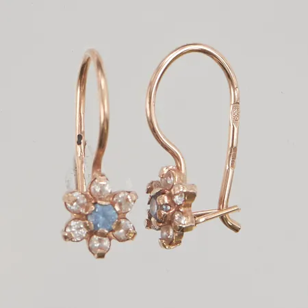 Ett par örhängen, 17mm, färgade stenar, 14K 1,5g.