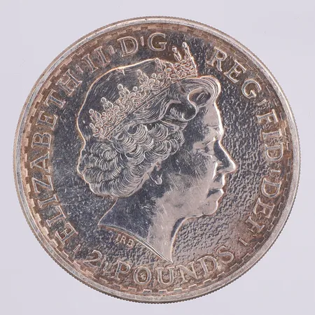 Mynt, Brittania, Elisabeth II, ett ounce, finsilver 999/1000 Vikt: 31,3 g
