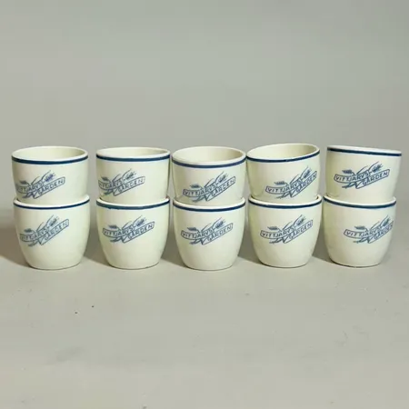 10 Äggkoppar Gustavsberg, benporslin, 4cm, från Vittjärvsgården