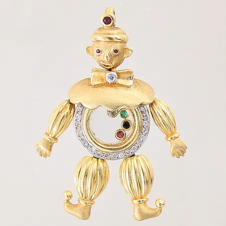 Hänge med färgade stenar samt diamanter 19xca 0,005ct, 1xca 0,01ct, längd: 4,5cm, bredd: 35-16,2m 18K  Vikt: 16,7 g