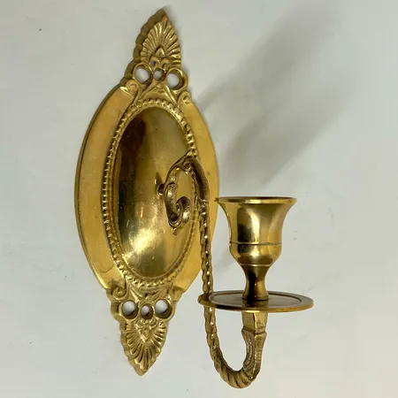 Vägglampett för ljus, höjd 22cm, mässing