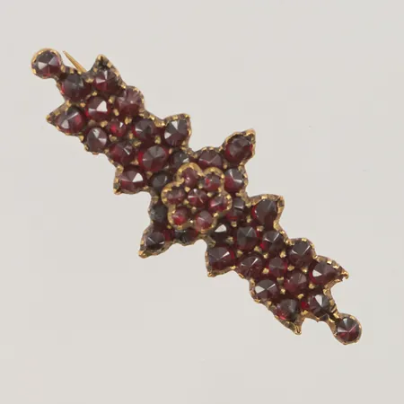 Brosch, granater, 45mm, förgylld metall.