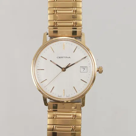 Herrur Certina 18K, 33,5mm, quartz, flexband, graverad.