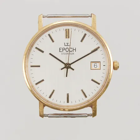 Herrur Epoch 18K, 33mm, quartz, batteribyte krävs, går ej. 