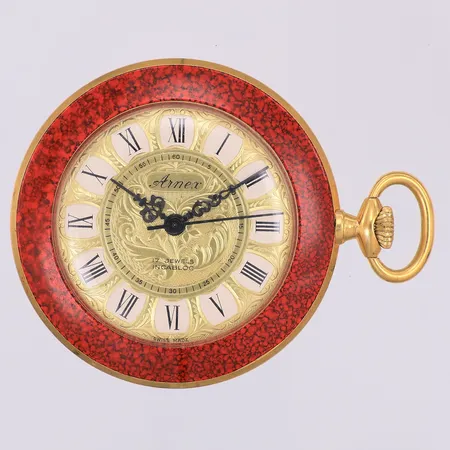 Fickur/armbandsur Arnex, emalj, manuell, Ø45mm, doublé, stål, saknar armband