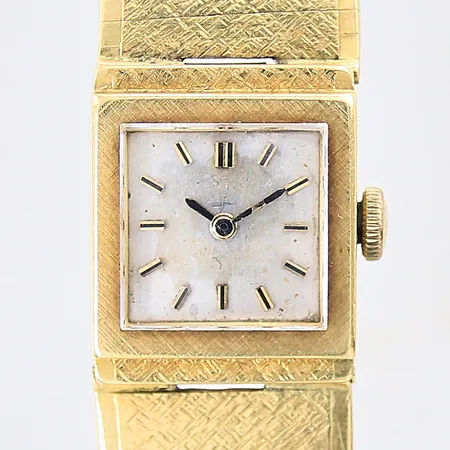 Damur Certina, boett samt integrerad länk i 18K, manuell, serie-nr: 563663, repig urtavla, sliten länk, går ej, bruttovikt: 50,8g