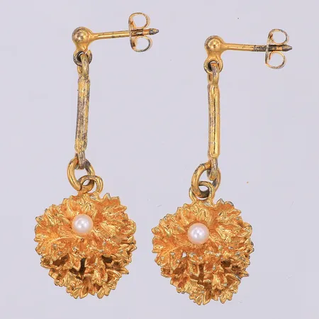 Ett par örhängen, Flora Danica, 40mm, gulddoublé, sliten doublé,  925/1000 silver Vikt: 7,2 g