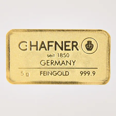 Guldtacka, Chafner, serie-nr: 190304, feingold, 999,9, 24K Vikt: 5 g