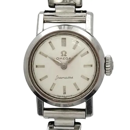 Damur Omega Seamaster, stål, Ø19,5 mm, manuell - fungerar,  universal stållänk, mindre bruksmärken, 