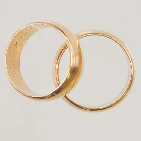 2 Ringar, gravyr, Ø19/19½, 18K 19,2g.
