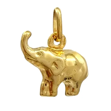 Hänge Elefant, 18K guld, UnoAerre Italien, längd inkl. ögla 18 mm, bredd 14 mm, tjocklek 6 mm, fint skick Vikt: 1,6 g