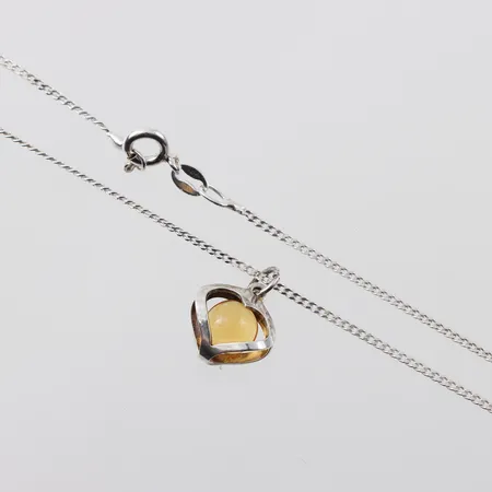 Kedja pansar 42cm med hänge hjärta gul sten, silver Vikt: 3,2 g