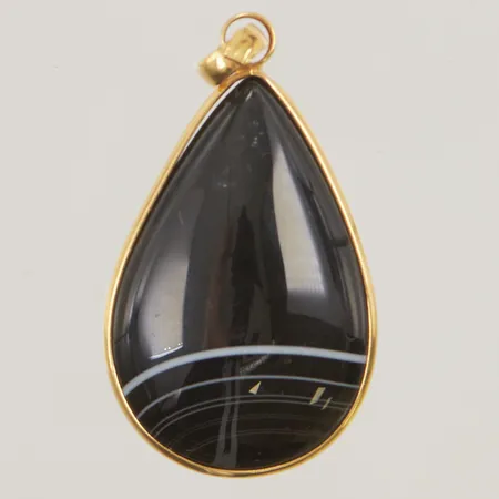Hänge, 40x24mm, svart sten, 18K 7,3g.