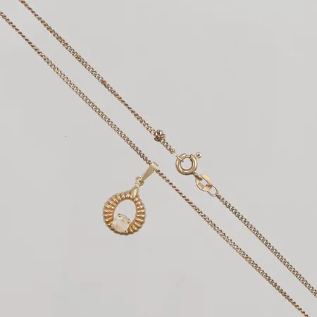 Kedja med hänge, 42cm, knut, 18K 4,1g.