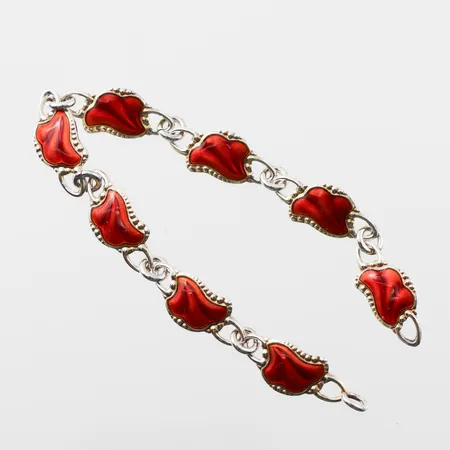 Länk med emaljdekor, längd 15cm, OBS! inget lås, silver Vikt: 5,8 g