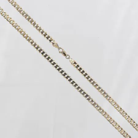 Kedja, manglad Pansar, längd 50,5cm, bredd 5mm, förgyllt silver, slitage, guldbortfall, 925/1000 silver.  Vikt: 13,7 g