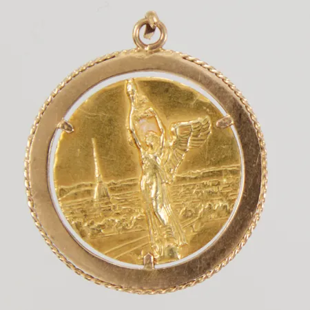 Hänge, Ø25mm, troligen Nike, 18K, defekt ögla,  Vikt: 4,5 g