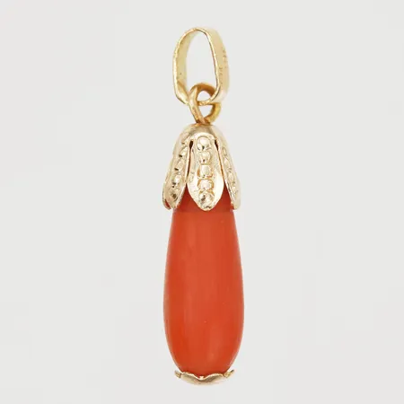Hänge med korall, 25mm, 14K, bruttovikt 1,3g Vikt: 1,3 g