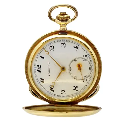 Fickur Viking, 14K guld, 2 boetter i guld, savonette, Ø51 mm, manuell - defekt vattenskadat urverk, intryckningar, 82,6g Vikt: 82,6 g